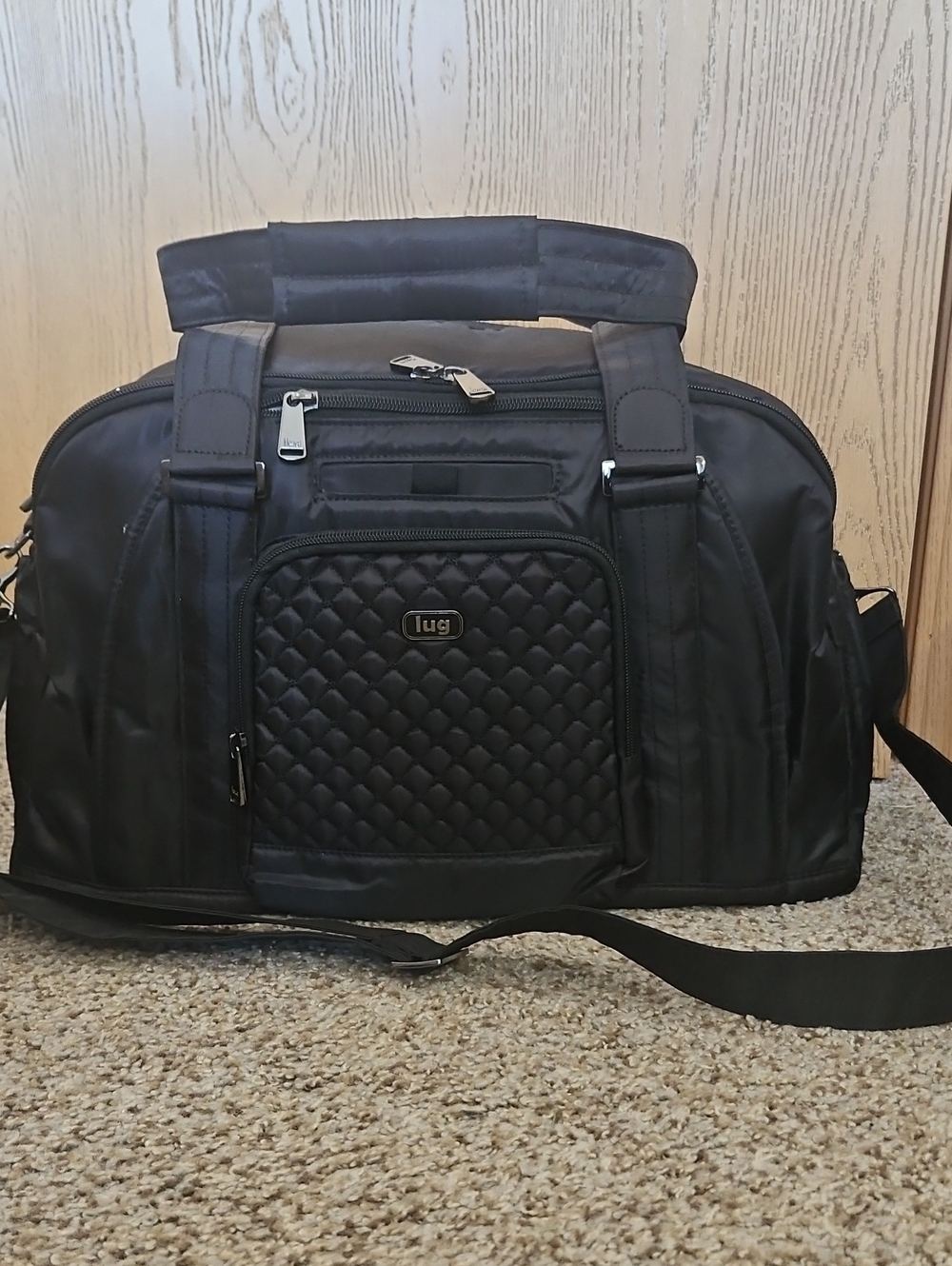 NWOT Lug Black Quilted Front Duffel Bag